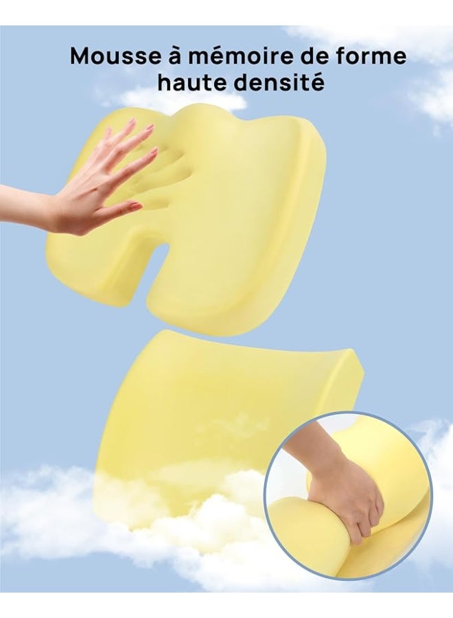 طقم الراحة الطبية المتكامل - وسادة مقعد ومسند ظهر ميموري فوم لدعم القطنية والعصعص - لتخفيف آلام الحوض والظهر - مثالي للمكتب، السيارة، والكرسي المتحرك - Image 2